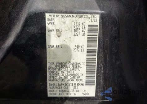 2018 Nissan Altima 2.5 S из США, поврежденный, VIN 1N4AL3APXJC219806